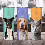 Gobelet avec Couvercle et Paille Personnalisé avec Nom et Photo des Animaux Cadeau d'Anniversaire pour Amoureux d'Animal de Compagnie