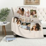 Coperta personalizzata multicolore con collage di 6 foto e testo Regalo di compleanno e festa della mamma per lei