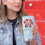 Personalized This Human Belongs To 30oz Tumbler with Pet Names Birthday Gift for Dog Cat Pet Lover