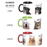 Tazza in ceramica da 1 a 3 foto personalizzate con ritratto di animale domestico e nome Regalo di compleanno per gli amanti degli animali domestici