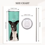 Gobelet avec Couvercle et Paille Personnalisé avec Nom et Photo des Animaux Cadeau d'Anniversaire pour Amoureux d'Animal de Compagnie