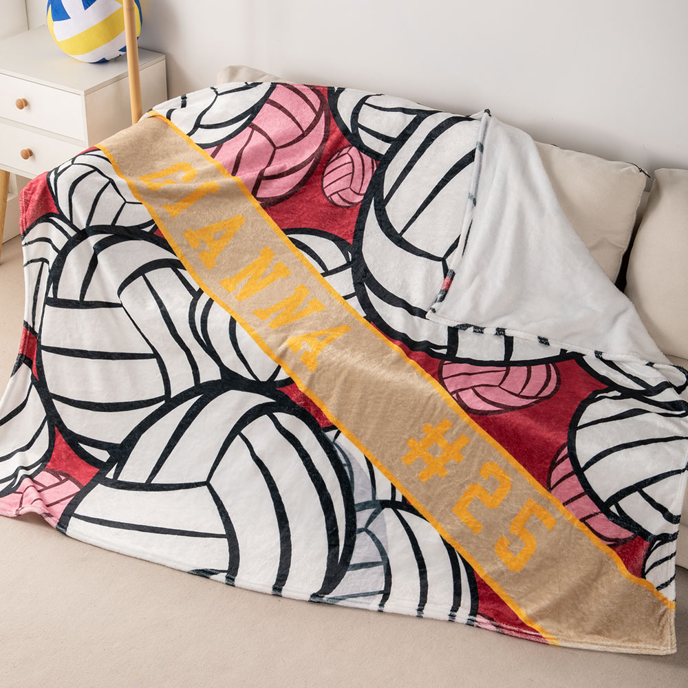 Coperta morbida da pallavolo personalizzata con testo Compleanno Gioco Sport Regalo per chi ama la pallavolo