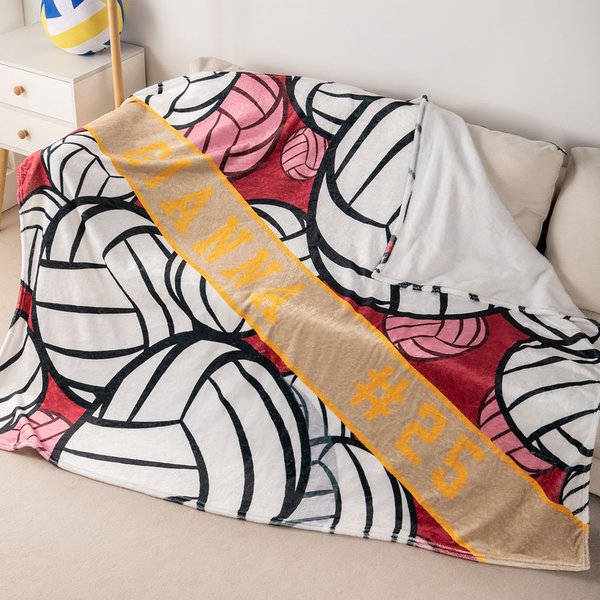 Personalized Volleyball Soft Blanket with Text Birthday Sport Game Gift for Volleyball Lover