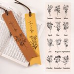 Personalisiertes Leder Lesezeichen mit Geburtsblume und Name Geburtstag Muttertag Geschenk für Buchliebhaber Leser Schriftsteller Studenten