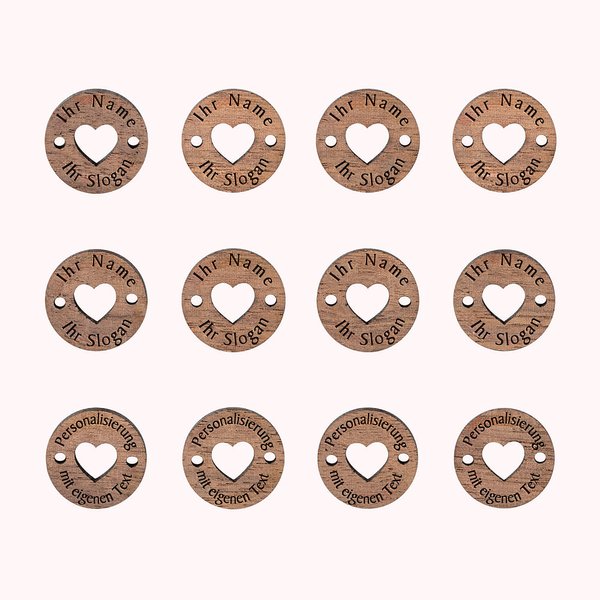 Personalisierter Knopf mit Herz-Ausschnitt Walnussholz Kleidung Etiketten Stricken Projekt Tags Geschenk für Mutter Oma Strick- und Häkelliebhaber
