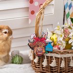 Etiquette de Vache Highland en Bois Personnalisée avec Nom Accessoire pour Panier Cadeau d'Anniversaire pour Amoureux des Vaches Highland