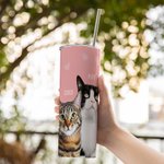 Gobelet avec Couvercle et Paille Personnalisé avec Nom et Photo des Animaux Cadeau d'Anniversaire pour Amoureux d'Animal de Compagnie