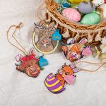 Etiquette de Vache Highland en Bois Personnalisée avec Nom Accessoire pour Panier Cadeau d'Anniversaire pour Amoureux des Vaches Highland