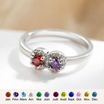 Bague Élégante Personnalisée avec 1 à 5 Pierres de Naissance en Zircon Cadeau Fête des Mères pour Maman Grand-Mère