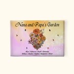 Felpudo personalizado Nana and Papa's Garden Birth Flower Bouquet con nombres Birthday Housewarming Gift for Family Mom Grandma