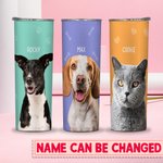 Gobelet avec Couvercle et Paille Personnalisé avec Nom et Photo des Animaux Cadeau d'Anniversaire pour Amoureux d'Animal de Compagnie
