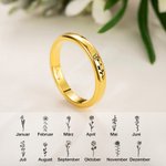 Personalisierter Gravurring mit Geburtsblume und Name Dünner Ring Minimalistischer Schmuck Geburtstagsgeschenk Muttertagsgeschenk für sie