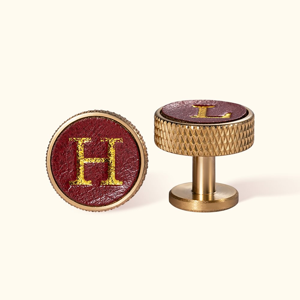 Boutons de Manchette en Cuir Personnalisés avec Initiales Dorées Cadeau Mariage Anniversaire Fête des Pères pour Homme Garçon d'Honneur