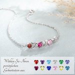 Personalisiertes Armband mit Namen und 2-5 Geburtssteine Geschenk für Familie Mama Oma Muttertag Jahrestag Geburtstag