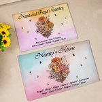 Felpudo personalizado Nana and Papa's Garden Birth Flower Bouquet con nombres Birthday Housewarming Gift for Family Mom Grandma