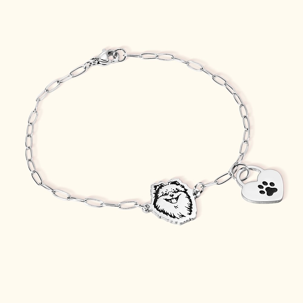 Bracelet Réglable Personnalisé avec Nom Race de Chien et Patte d'Animal Cadeau d'Anniversaire Commémoration pour Amoureux ou Propriétaires des Animaux