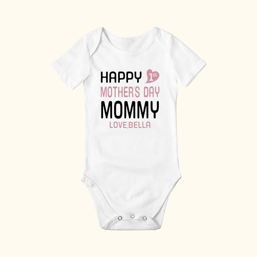 Onesie en 100% Coton Personnalisé avec Nom Cadeau de Fête des Mères pour Bébé