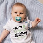 Personalized Happy First Mother’s Day 100% Cotton Onesie with Name Mother’s Day Baby Shower Gift for Babies