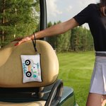 Personalized Colourful Golf Cart Linen Makeup Bag with Name and Wrist Strap Birthday Team Gift for Golf Lovers