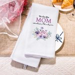 Gepersonaliseerde We Love You Mom Bloem 100% Katoenen Theedoek met Tekst Moederdag Verjaardagscadeau voor vrouwen