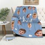 Personalizada 1-10 Bebé Cara Foto Manta de lana suave con el título y los nombres Día del Padre Día de la Madre Regalo para los padres Abuelos