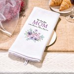 Gepersonaliseerde We Love You Mom Bloem 100% Katoenen Theedoek met Tekst Moederdag Verjaardagscadeau voor vrouwen
