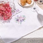 Gepersonaliseerde We Love You Mom Bloem 100% Katoenen Theedoek met Tekst Moederdag Verjaardagscadeau voor vrouwen