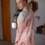 Personalizada 1-10 Bebé Cara Foto Manta de lana suave con el título y los nombres Día del Padre Día de la Madre Regalo para los padres Abuelos