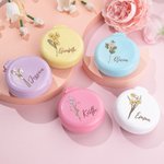 Coussin d'air mini fleur de naissance portable et pliable Peigne miroir avec nom Mariage Anniversaire Cadeau pour Elle