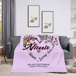 Personalisierte weiche Herz-Blumen-Design-Muster-Decke mit Text Geburtstag Muttertag Geschenk für Familie Freund