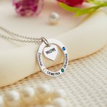 Personalised Heart Circle Hoop Birthstone Necklace with 1-7 Names Mother's Day Birthday Gift for Woman