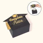 Personalised Glitter Graduation Cap Pull Out Money Gift Box Money Holder with Name and 30pcs Transparent Bags Gift for Class of 2025 Graduates