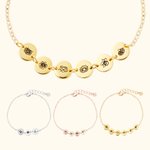 Personalised 1-6 Engraved Birth Flower Disc Bracelet Mother's Day Birthday Gift for Mom Grandma
