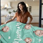Personalizada 1-10 Bebé Cara Foto Manta de lana suave con el título y los nombres Día del Padre Día de la Madre Regalo para los padres Abuelos