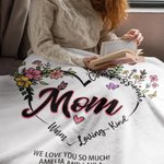 Personalisierte weiche Herz-Blumen-Design-Muster-Decke mit Text Geburtstag Muttertag Geschenk für Familie Freund
