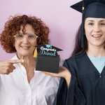 Personalised Glitter Graduation Cap Pull Out Money Gift Box Money Holder with Name and 30pcs Transparent Bags Gift for Class of 2025 Graduates