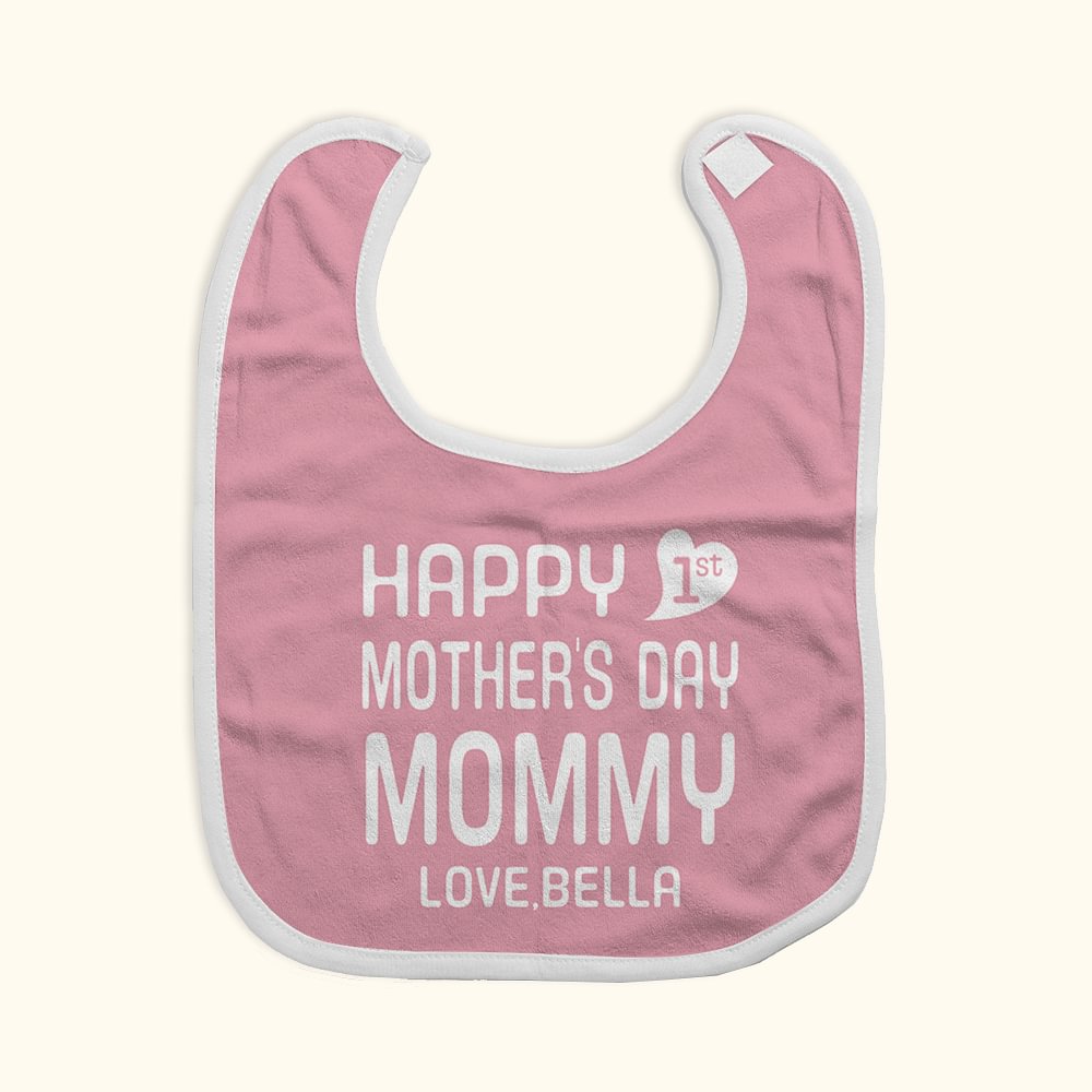 Bavoir Personnalisé avec Nom Cadeau de Fête des Mères pour Bébé Nouveau-né
