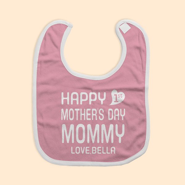 Babero personalizado con el nombre Feliz Primer Día de la Madre Regalo para el recién nacido en el Día de la Madre respetuoso con la piel