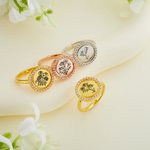 Bague Rotative Gravée Personnalisée avec 2-5 Fleurs de Naissance Anneau Anti-Stress avec Zircon Cadeau Anniversaire Fête des Mères pour Elle