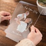 Plaque en Acrylique Personnalisée avec Texte et Photo Veilleuse LED Base en Bois Cadeau Fête Anniversaire pour Maman
