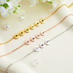 Personalised 1-6 Engraved Birth Flower Disc Bracelet Mother's Day Birthday Gift for Mom Grandma