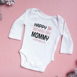 Personalized Happy First Mother’s Day 100% Cotton Onesie with Name Mother’s Day Baby Shower Gift for Babies