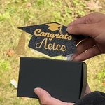 Personalised Glitter Graduation Cap Pull Out Money Gift Box Money Holder with Name and 30pcs Transparent Bags Gift for Class of 2025 Graduates