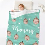 Personalizada 1-10 Bebé Cara Foto Manta de lana suave con el título y los nombres Día del Padre Día de la Madre Regalo para los padres Abuelos