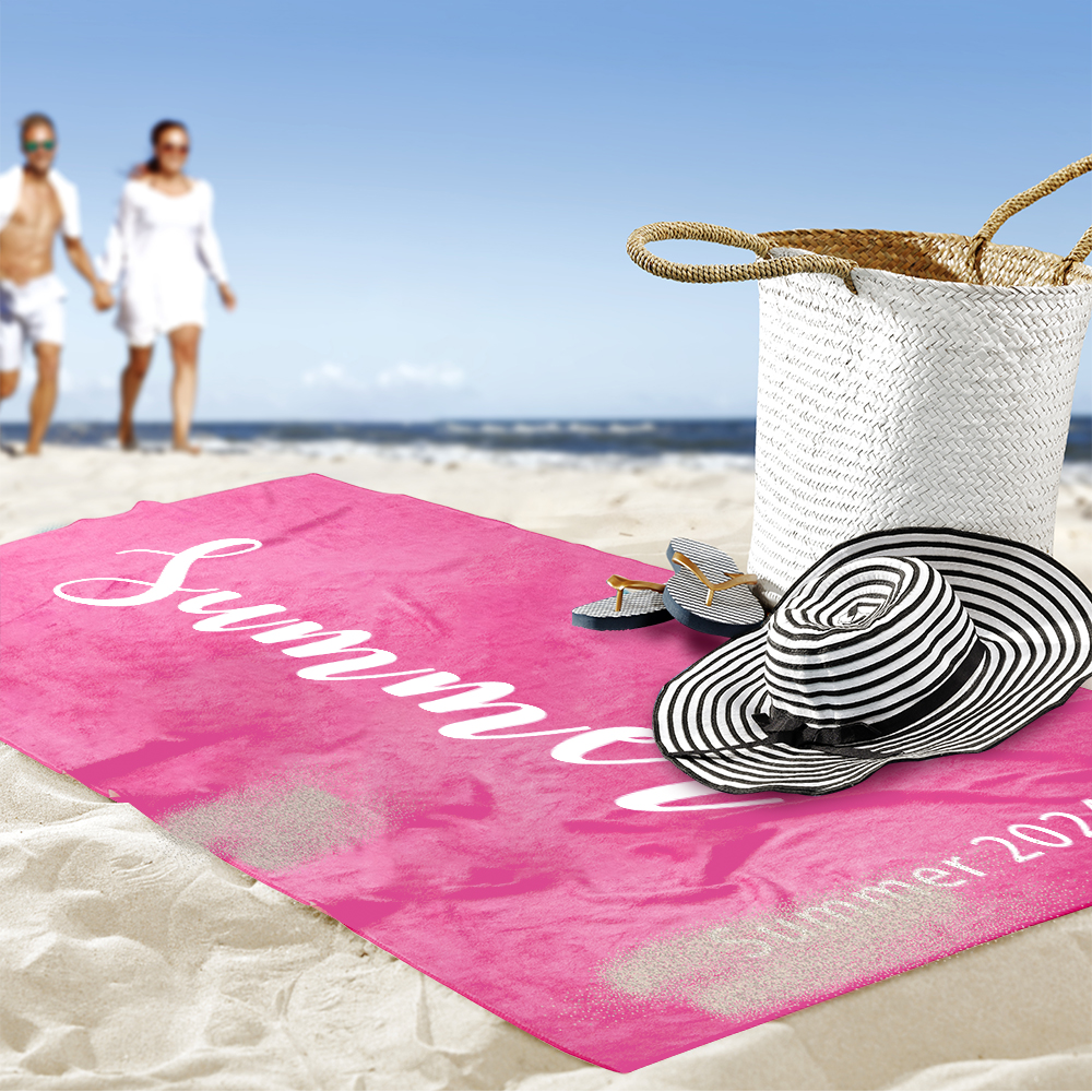 Serviette de Plage Personnalisée avec Nom Linge Super Absorbant Séchage Rapide Multicolore Disponible Cadeau de Vacances pour Famille Amis