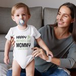 Personalized Happy First Mother’s Day 100% Cotton Onesie with Name Mother’s Day Baby Shower Gift for Babies