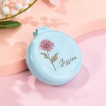 Coussin d'air mini fleur de naissance portable et pliable Peigne miroir avec nom Mariage Anniversaire Cadeau pour Elle