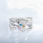 Anillo de nudo de cinta personalizado con 1-8 piedras de nacimiento y nombres grabados Zircon Family Jewelry Mother's Day Birthday Gift for Mom Grandma