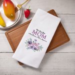 Gepersonaliseerde We Love You Mom Bloem 100% Katoenen Theedoek met Tekst Moederdag Verjaardagscadeau voor vrouwen