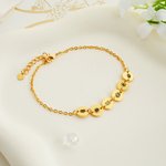 Personalised 1-6 Engraved Birth Flower Disc Bracelet Mother's Day Birthday Gift for Mom Grandma